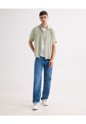 Camisa Resort Estampada  Para Hombre Verde Seven Seven