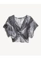 Blusa Torsión Estampada En Chiffon  Para Mujer Gris Seven Seven de Seven Seven