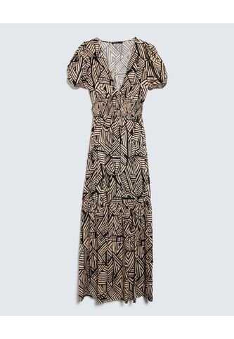 Vestido Estampado Botánico  Para Mujer Negro Seven Seven Seven Seven