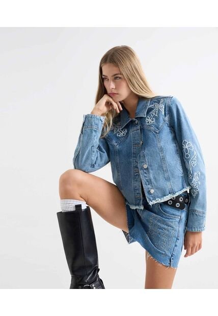 Chaqueta Para Mujer Trucker Color Azul Medio Marca Seven Seven #28080955