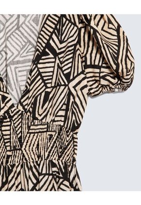 Vestido Estampado Botánico  Para Mujer Negro Seven Seven