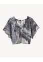 Blusa Torsión Estampada En Chiffon  Para Mujer Gris Seven Seven de Seven Seven