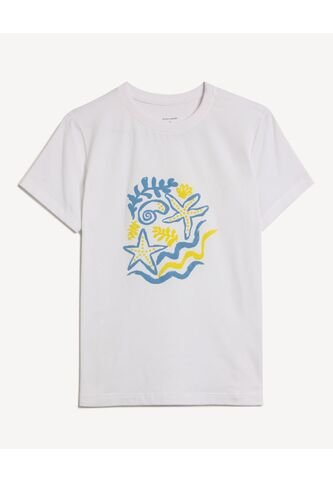 Camiseta Para Mujer Manga Corta Cuello Redondo Color Crudo Marca Seven Seven #28096537 Seven Seven