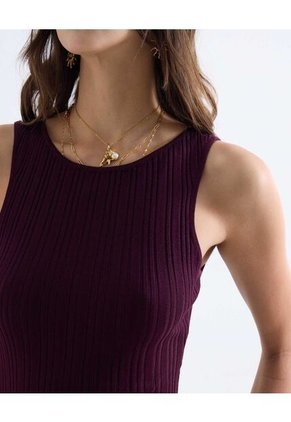 Vestido Largo Acanalado  Para Mujer Vino Seven Seven