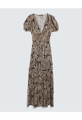 Vestido Estampado Botánico  Para Mujer Negro Seven Seven