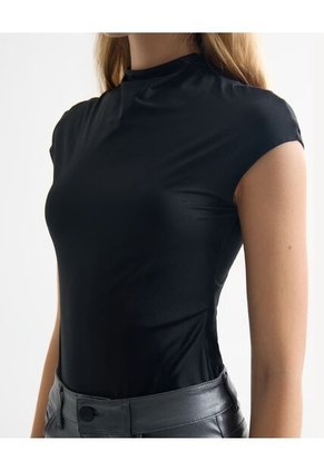 Camiseta Para Mujer Manga Corta Cuello Alto Color Negro Marca Seven Seven #28096342