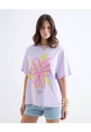 Camiseta Oversize Estampada Para Mujer Lila Seven Seven