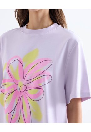 Camiseta Oversize Estampada Para Mujer Lila Seven Seven