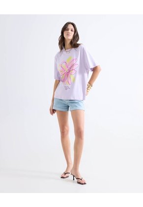 Camiseta Oversize Estampada Para Mujer Lila Seven Seven