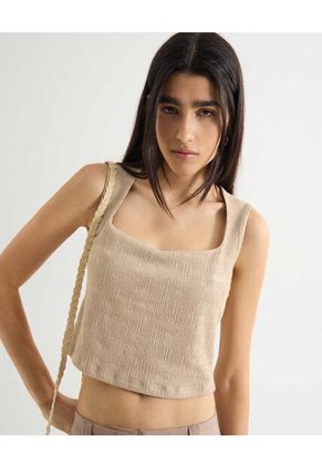 Camiseta Para Mujer Manga Sisa Moda Color Beige Marca Seven Seven #28096277