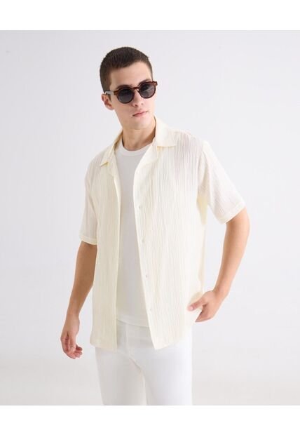 Camisa Relaxed Texturizada  Para Hombre Marfil Seven Seven
