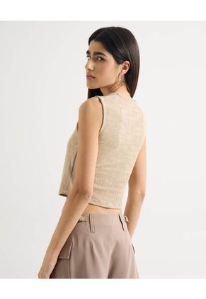 Camiseta Para Mujer Manga Sisa Moda Color Beige Marca Seven Seven #28096277