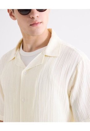 Camisa Relaxed Texturizada  Para Hombre Marfil Seven Seven