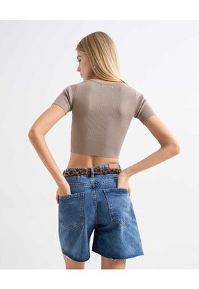 Camiseta Para Mujer Manga Corta Color Cafe Claro Marca Seven Seven #28096036