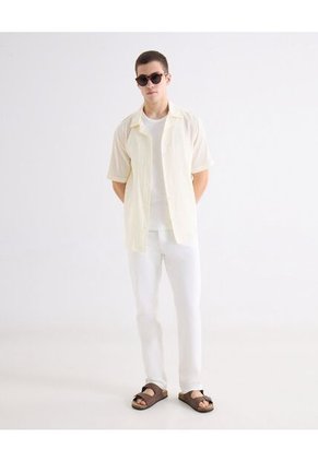 Camisa Relaxed Texturizada  Para Hombre Marfil Seven Seven