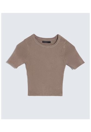 Camiseta Para Mujer Manga Corta Color Cafe Claro Marca Seven Seven #28096036