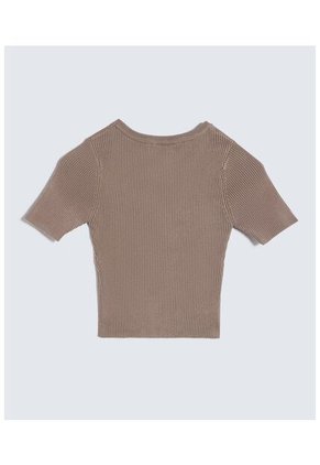 Camiseta Para Mujer Manga Corta Color Cafe Claro Marca Seven Seven #28096036