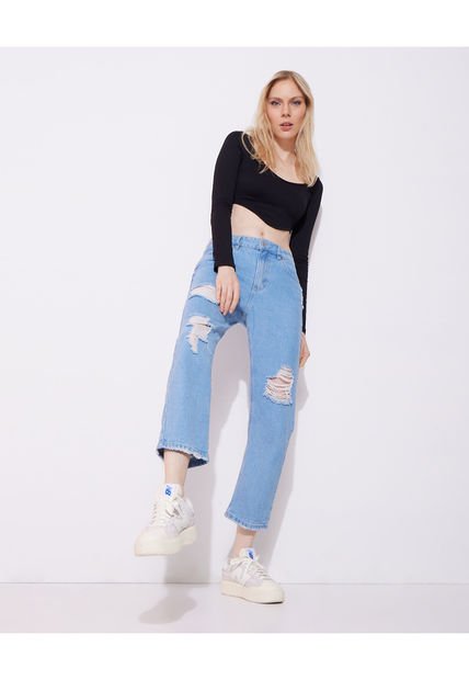 Jean Para Mujer Straight Color Azul  Marca Seven Seven #28160752
