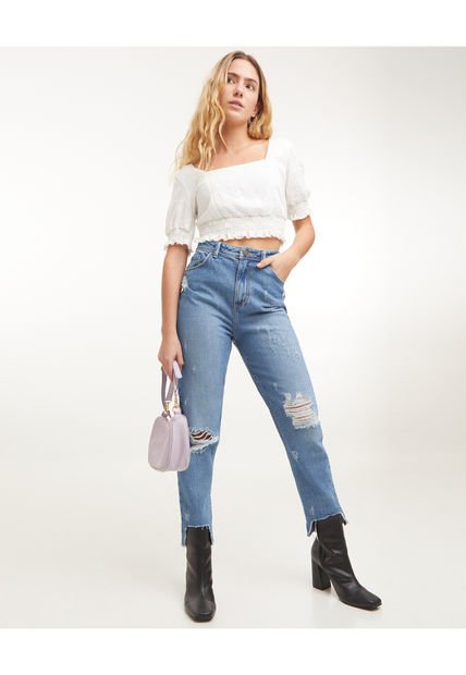 Jean Para Mujer Mom Color Azul Medio Marca Seven Seven #28160650