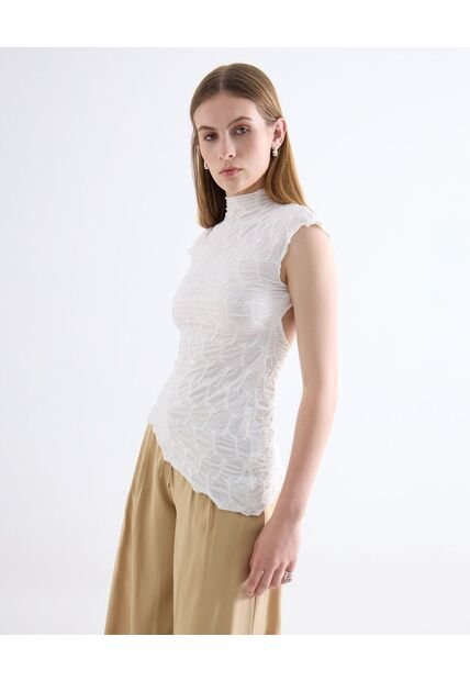 Camiseta  Para Mujer Manga Corta Cuello Alto Color Blanco Marca Seven Seven #28096605