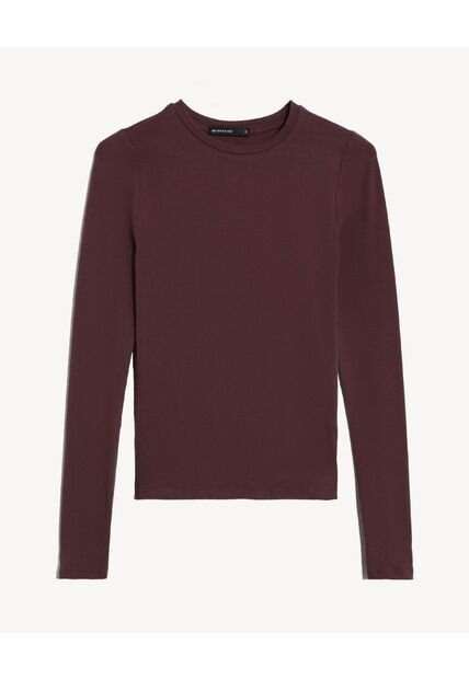 Camiseta  Para Mujer Manga Larga Cuello Redondo Color Café Marca Seven Seven #28097599