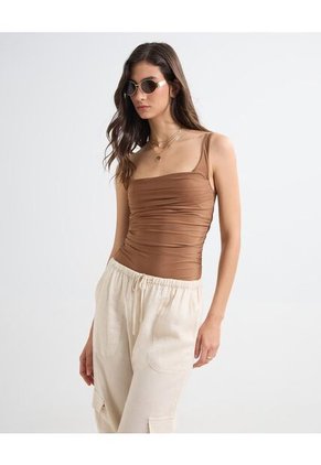 Camiseta Para Mujer Manga Sisa Color Cafe Oscuro Marca Seven Seven #28096127