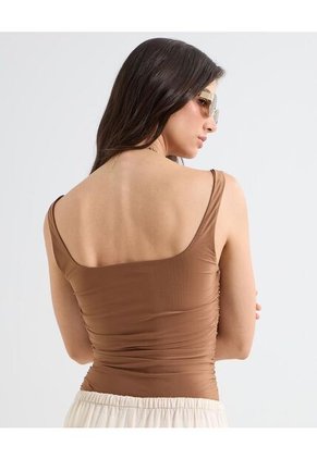 Camiseta Para Mujer Manga Sisa Color Cafe Oscuro Marca Seven Seven #28096127