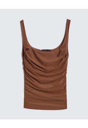 Camiseta Para Mujer Manga Sisa Color Cafe Oscuro Marca Seven Seven #28096127