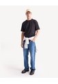 Camiseta Pesada Cortes Frontales  Para Hombre Negro Seven Seven de Seven Seven