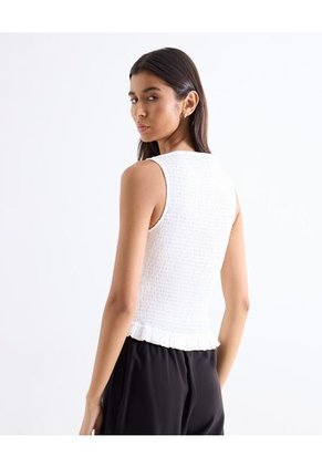 Blusa Ajustada Texturizada  Para Mujer Blanco Seven Seven