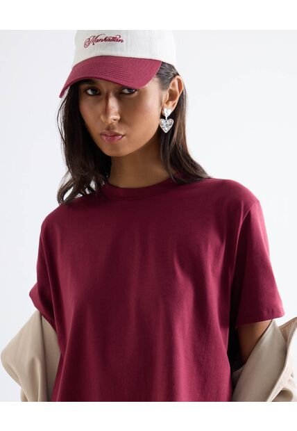 Camiseta Corta Silueta Amplia  Para Mujer Vino Seven Seven