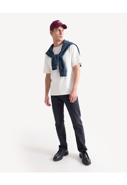 Camiseta Comfy Textura De Punto  Para Hombre Marfil Seven Seven