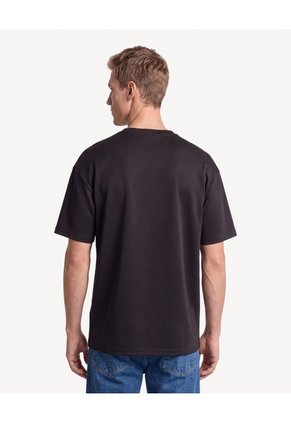 Camiseta Pesada Cortes Frontales Para Hombre Negro Seven Seven