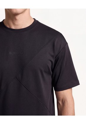 Camiseta Pesada Cortes Frontales Para Hombre Negro Seven Seven