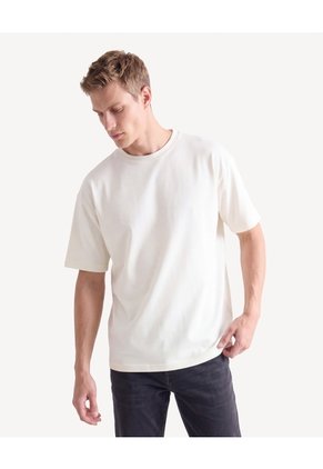 Camiseta Comfy Textura De Punto  Para Hombre Marfil Seven Seven