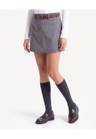 Skort Con Cinturón Removible  Para Mujer Gris Seven Seven Seven Seven