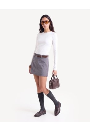 Skort Con Cinturón Removible Para Mujer Gris Seven Seven