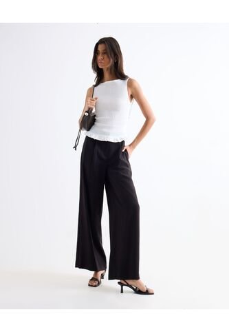 Pantalón Tiro Alto Con Prenses  Para Mujer Negro Seven Seven Seven Seven