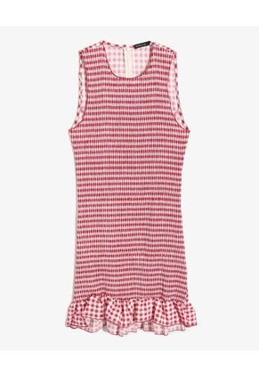 Vestido Mini Ajustado Cuadros Para Mujer Rojo Seven Seven