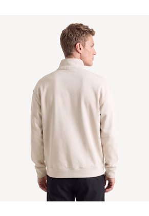 Buzo Relaxed Halfzipper Texturizado  Para Hombre Taupe Seven Seven