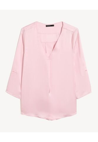Blusa Cuello V Mangas Ajustables  Para Mujer Rosado Seven Seven Seven Seven