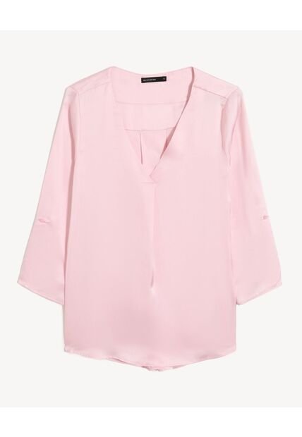 Blusa Cuello V Mangas Ajustables  Para Mujer Rosado Seven Seven