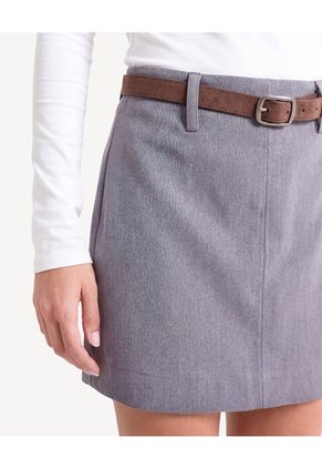Skort Con Cinturón Removible Para Mujer Gris Seven Seven