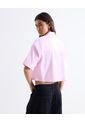 Camisa Cropped Rayas Manga Corta  Para Mujer Rosado Seven Seven de Seven Seven