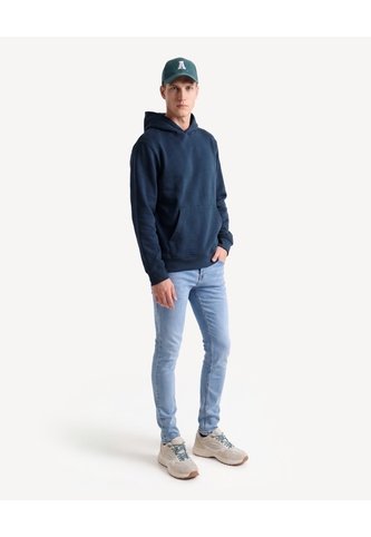 Buzo Hoodie Pesado Bolsillo Canguro  Para Hombre Azul Seven Seven Seven Seven