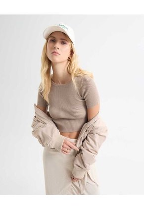 Camiseta Para Mujer Manga Corta Color Arena Marca Seven Seven #28096164