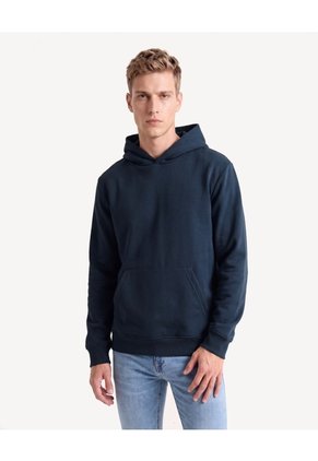 Buzo Hoodie Pesado Bolsillo Canguro  Para Hombre Azul Seven Seven