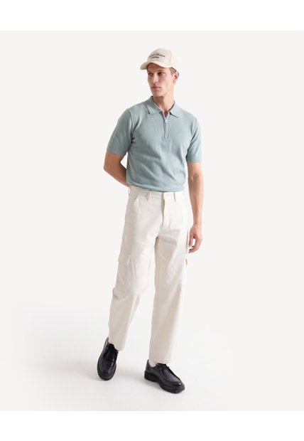 Polo Tricot Cuello Zipper  Para Hombre Verde Seven Seven