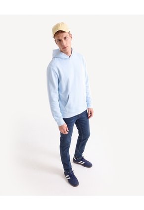 Buzo Hoodie Pesado Bolsillo Canguro Para Hombre Celeste Seven Seven