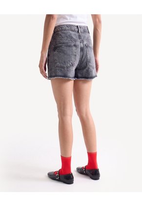 Short Denim Con Rotos Y Desgaste  Para Mujer Negro Seven Seven